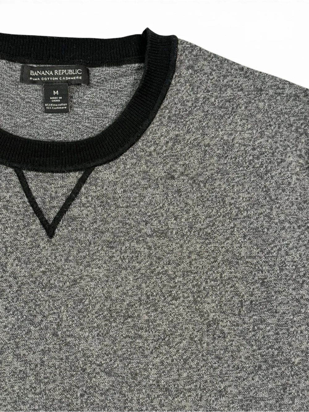 Banana Republic Gray Cashmere Blend Crewneck Sweater Black Trim Men’s Medium